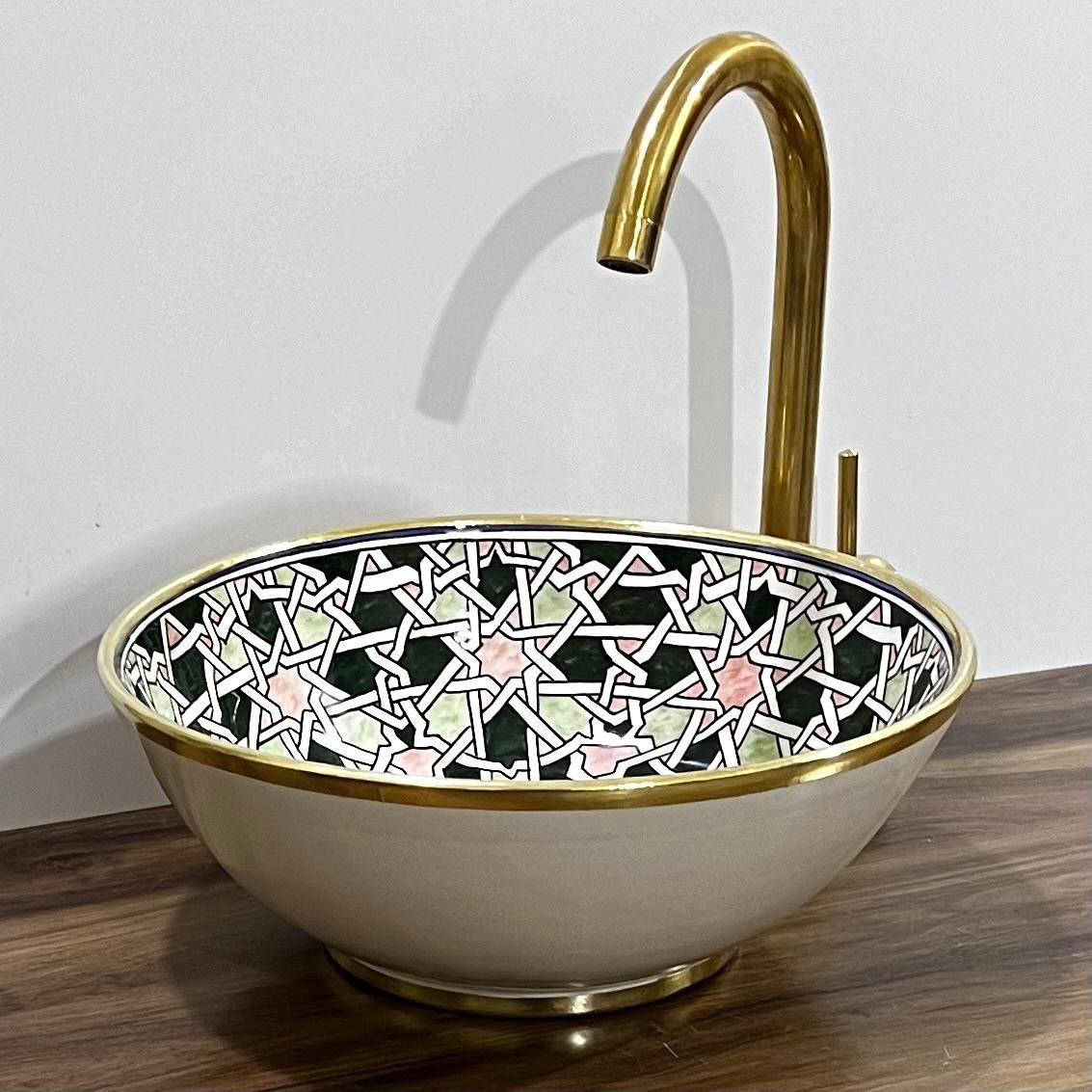 Hand-drawn Moroccan ceramic sink Vintage Fes - Maroko Dekor