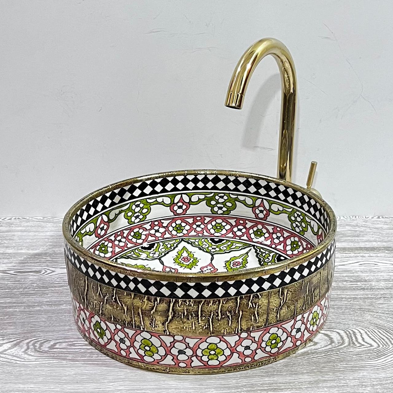 Hand-drawn Moroccan ceramic sink Riad mosaic - Maroko Dekor
