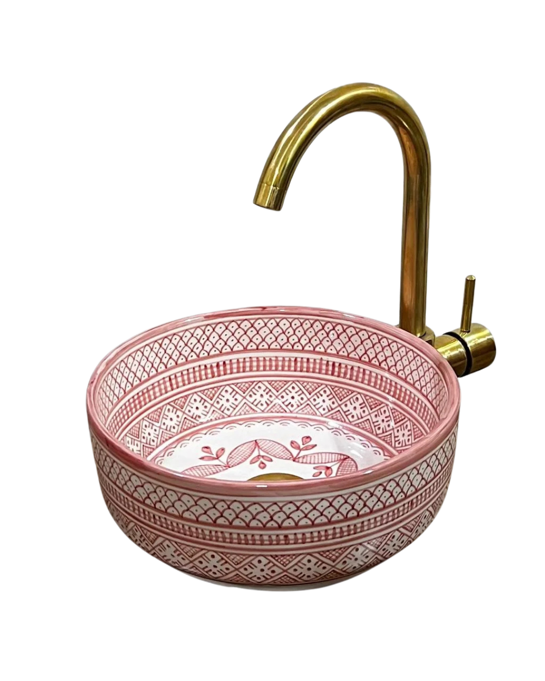 Hand-drawn Moroccan ceramic sink light red - Maroko Dekor