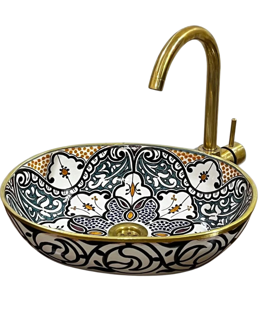 Hand-drawn Moroccan ceramic sink Oasis Whisper - Maroko Dekor
