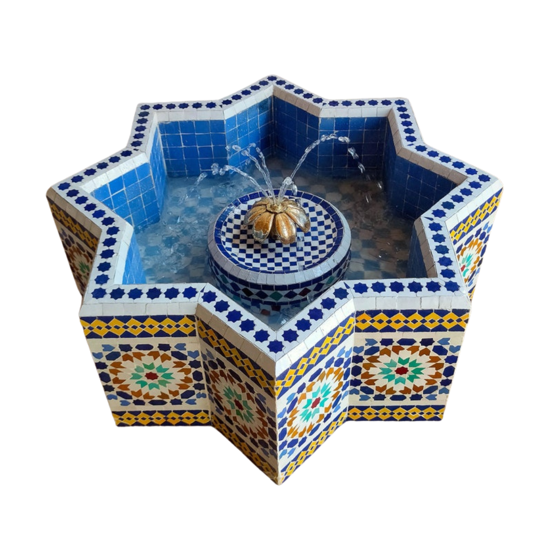 Riad star fountain handmade mosaic Morocco , Marrakech - Maroko Dekor