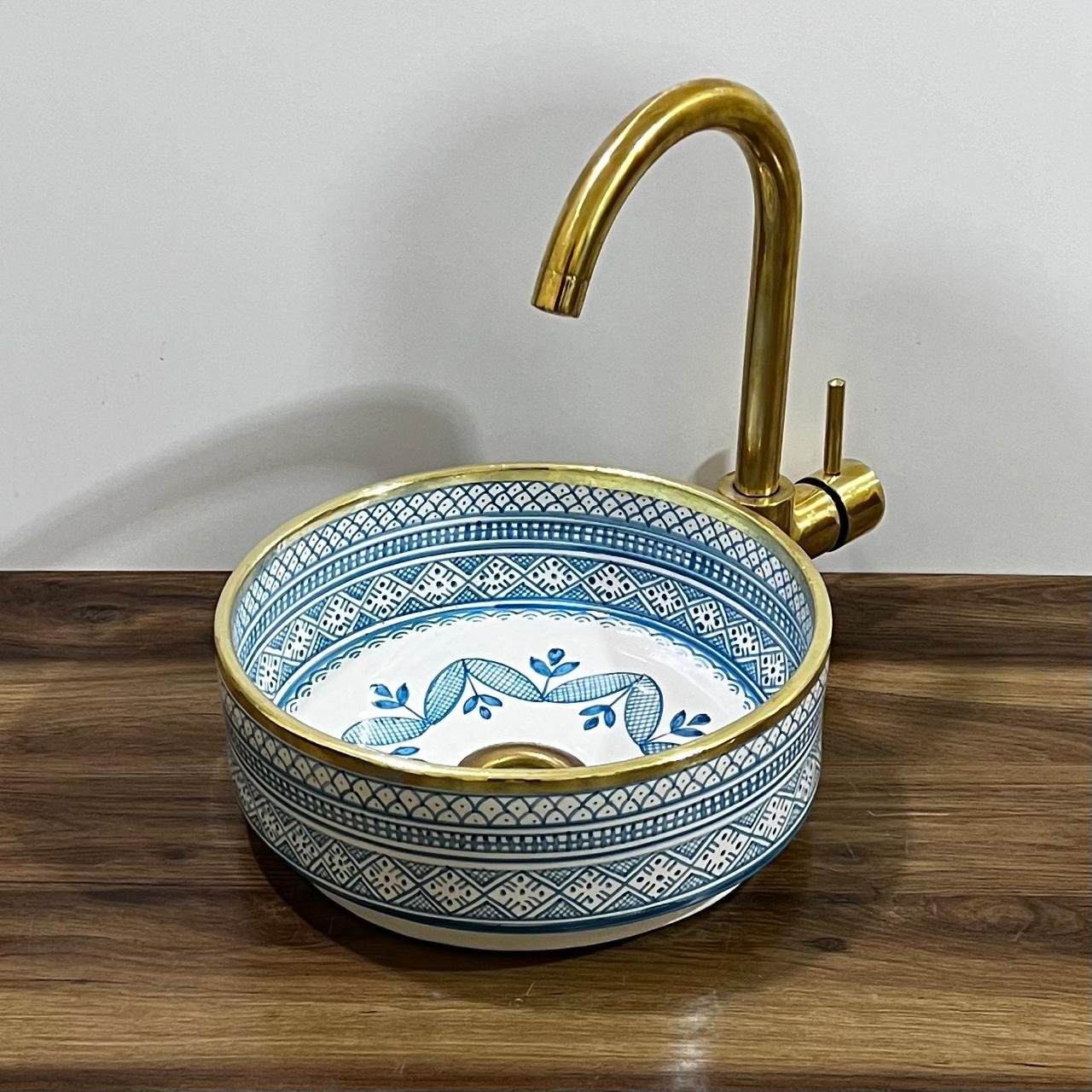 Hand-drawn Moroccan ceramic sink Majestic Blue - Maroko Dekor