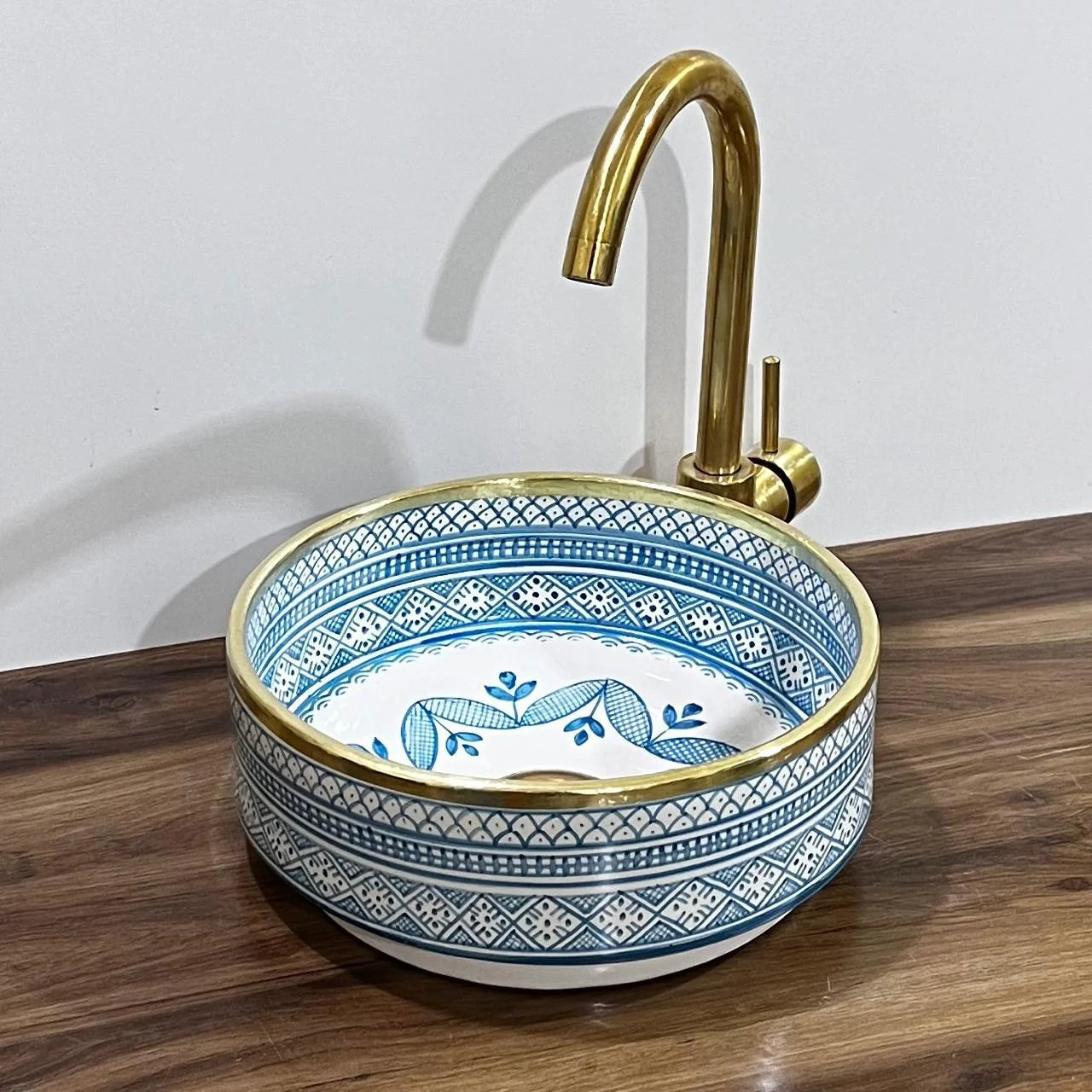 Hand-drawn Moroccan ceramic sink Majestic Blue - Maroko Dekor
