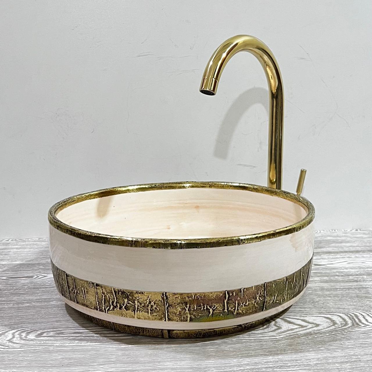 Hand-drawn Moroccan ceramic sink Chefchaouen charm - Maroko Dekor