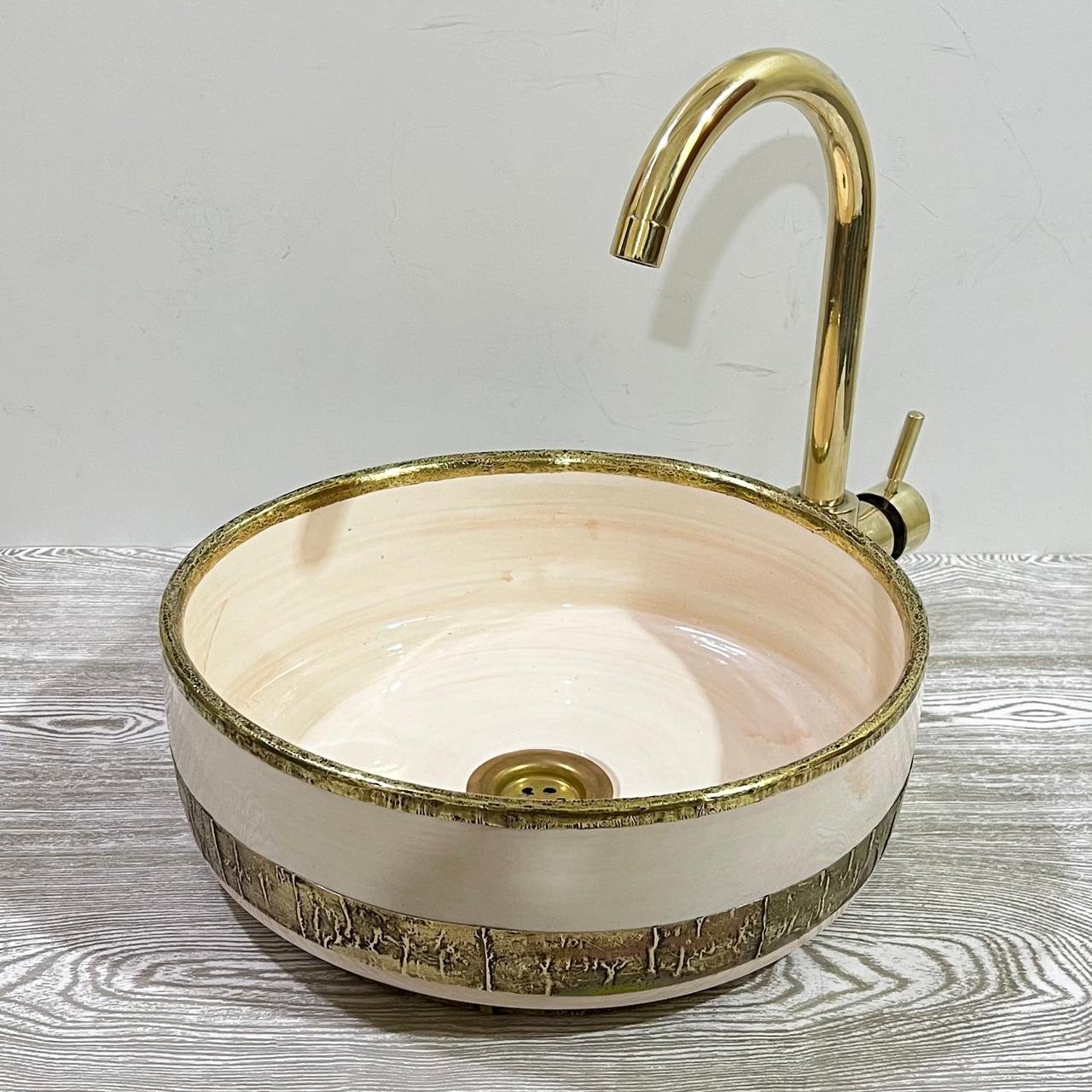 Hand-drawn Moroccan ceramic sink Chefchaouen charm - Maroko Dekor