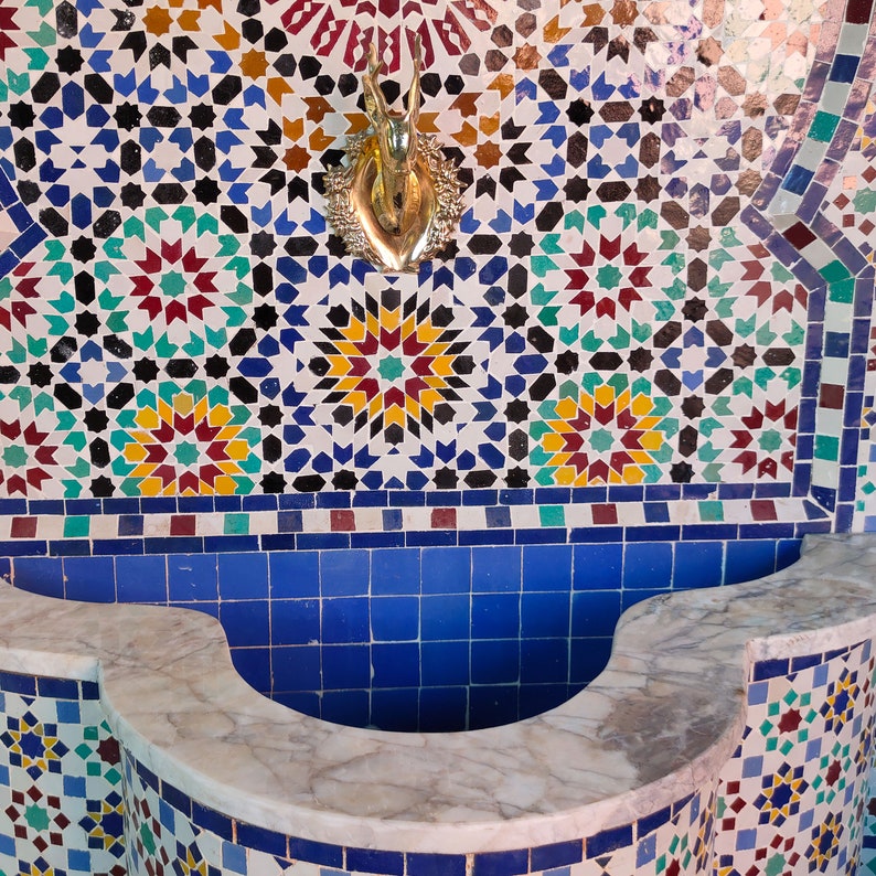 Moroccan Mosaic fountain Handmade artisanal work - Maroko Dekor